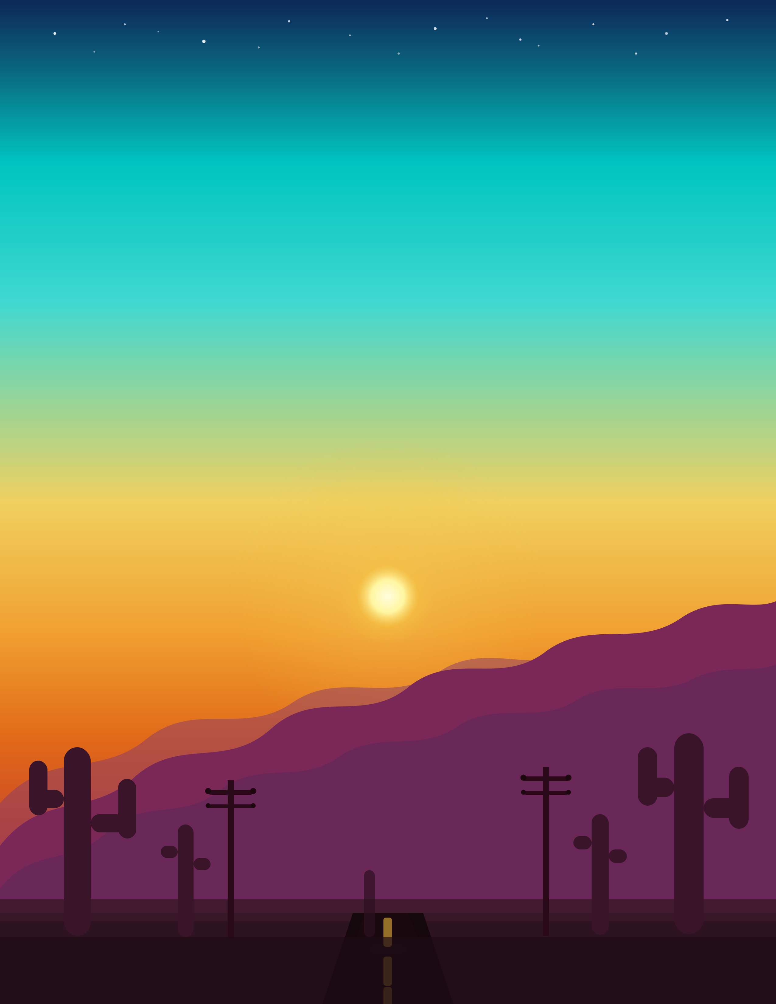 Desert sunset landscape
